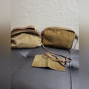 Borbonese Elegant Tan Crossbody Bag Set Of 3.EUC